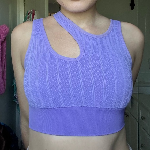 HALARA Purple Ribbed Sports Bra Racerback - Picture 5 of 5
